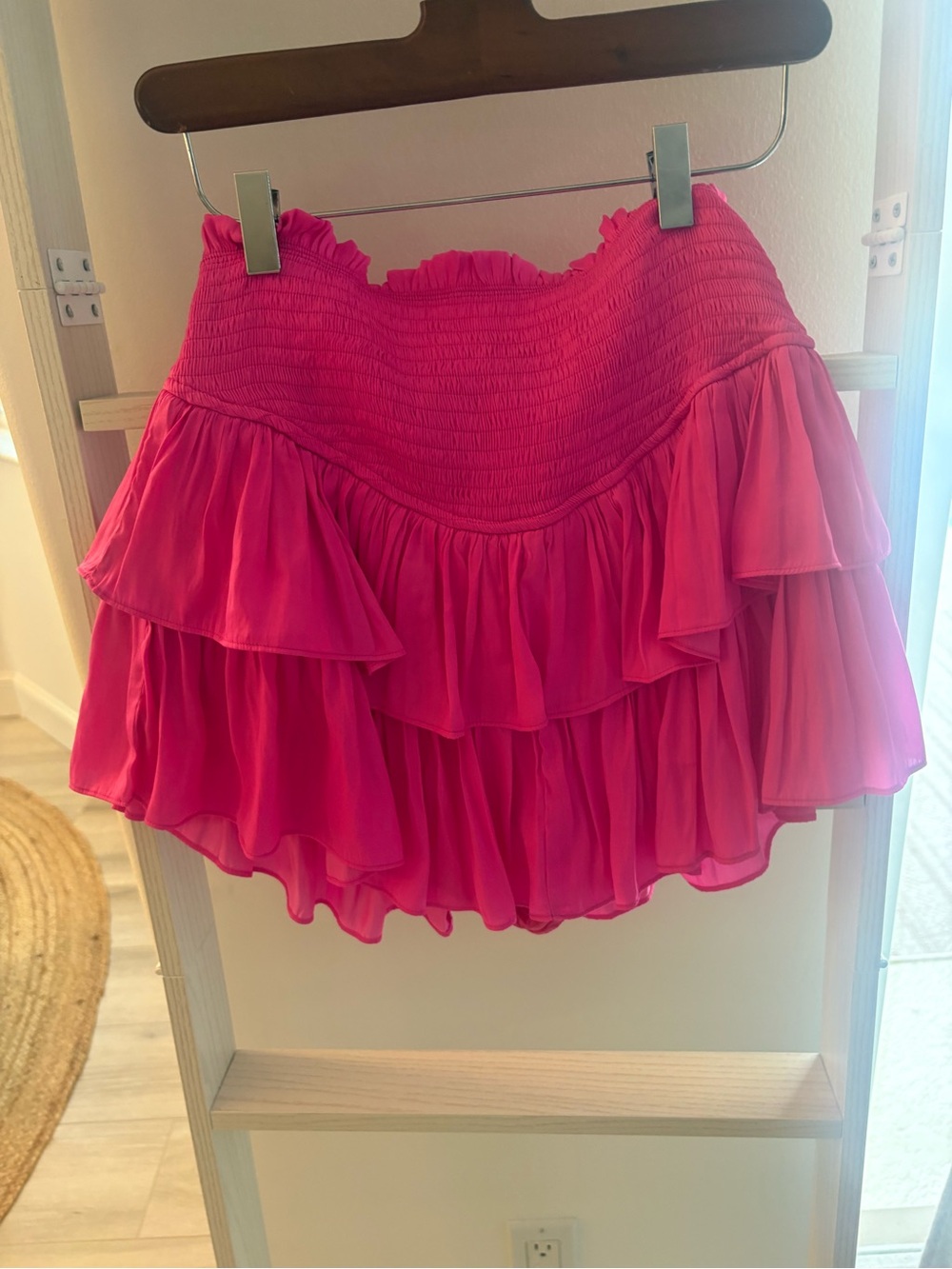 Mustard Seed Hot Pink Ruffled Tiered Mini Skirt